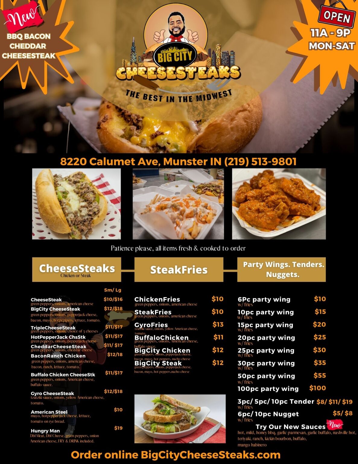Menu Big City Cheese Steaks